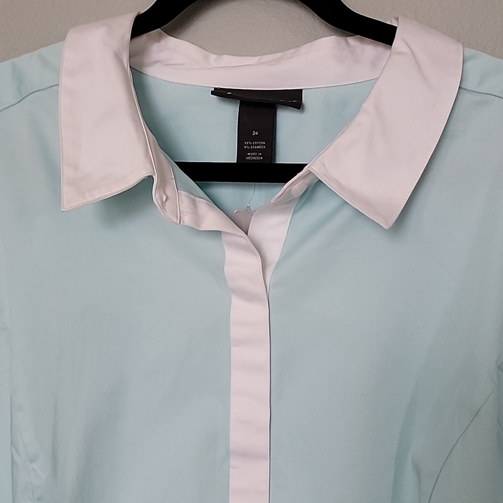 Lane Bryant Plus Size Sweet Preppy Pastel NWT 24 Button Down Long Sleeve Blouse - Picture 4 of 7